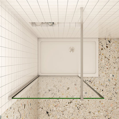 Duschkabine Walk in Duschwand+Stabilisierungsstange Dusche 8mm NANO Glas H. 200 cm