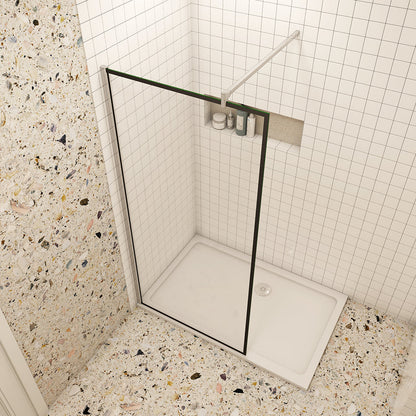 Duschkabine Walk in Duschwand+Stabilisierungsstange Dusche 8mm NANO Glas H. 200 cm