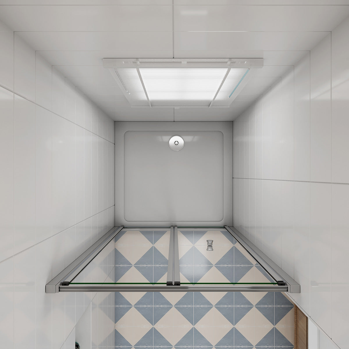 Nischentür 90 cm Höhe 185cm Glas Falttür Gerahmte Dusche Duschabtrennung