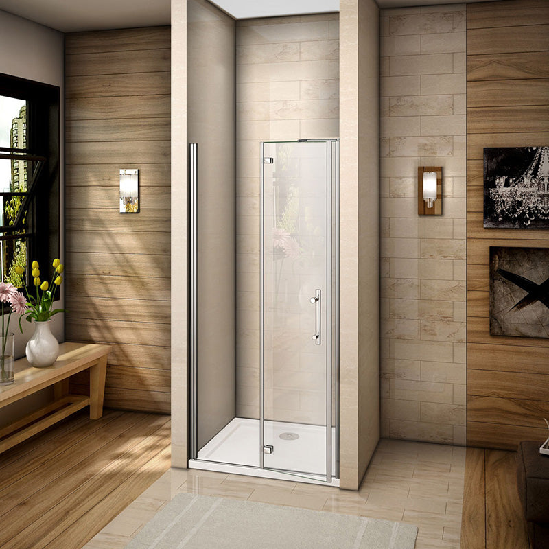 Nischentür Duschtür Duschabtrennung Drehtür Scharniertür Dusche 6mm NANO Glas H.185cm - L.80 cm / mit Seitenwand L.70 cm