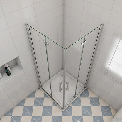 Eckeinstieg Duschkabine Dusche 70x70 cm Höhe 195cm Faltbar+Drehbar Duschabtrennung