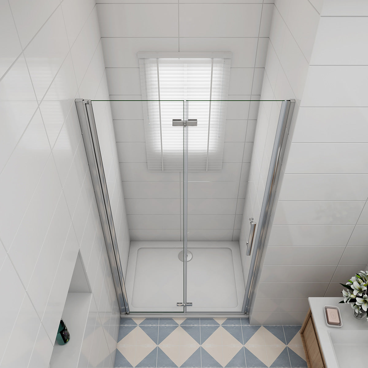 Nischentür 80 cm Höhe 195cm Faltbar+Drehbar Dusche Duschabtrennung