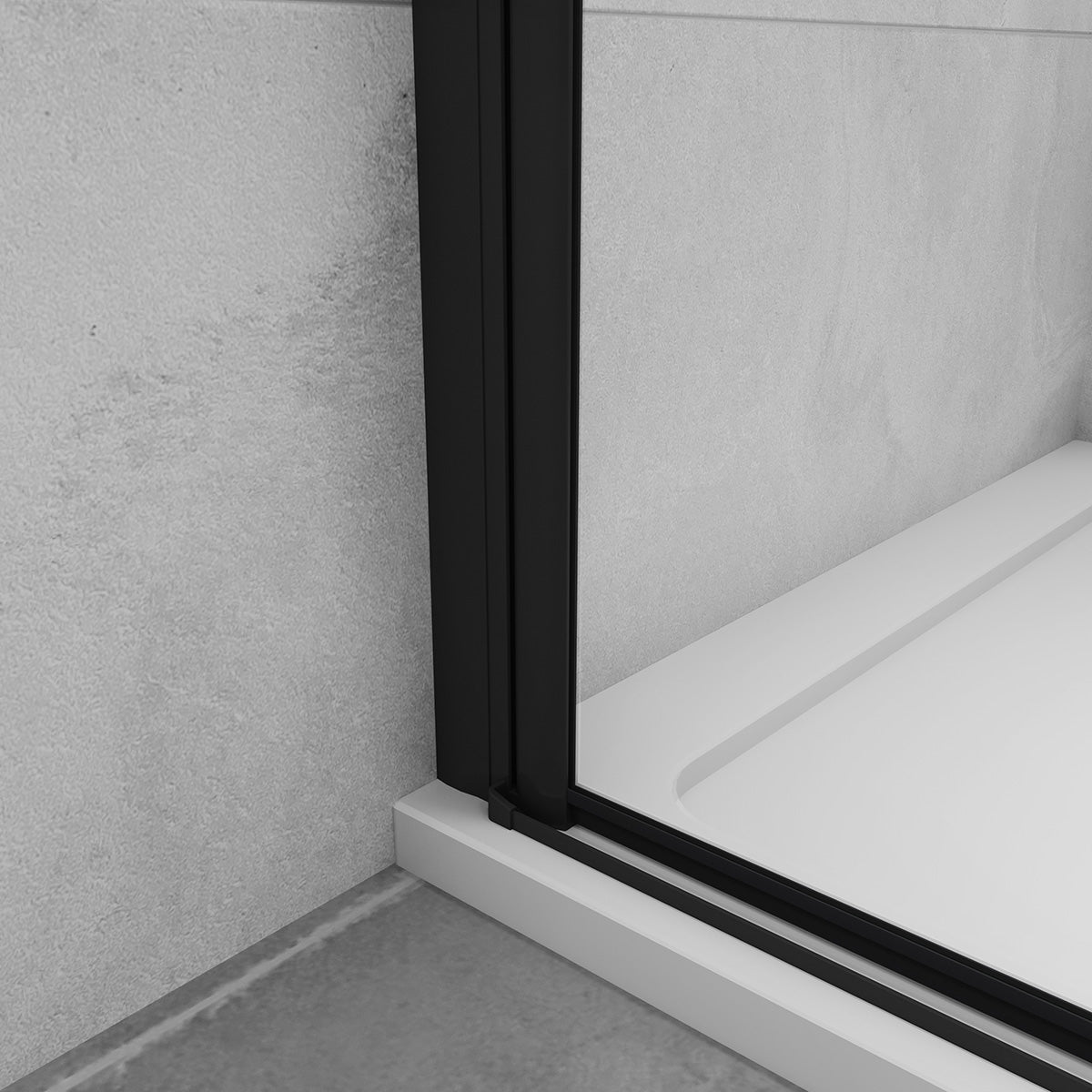 Nischentür 76 cm Höhe 195cm Faltbar+Drehbar schwarz Dusche Duschabtrennung
