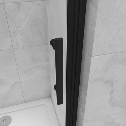 Nischentür Dusche Duschabtrennung 120 cm Höhe 195cm Faltbar+Drehbar schwarz
