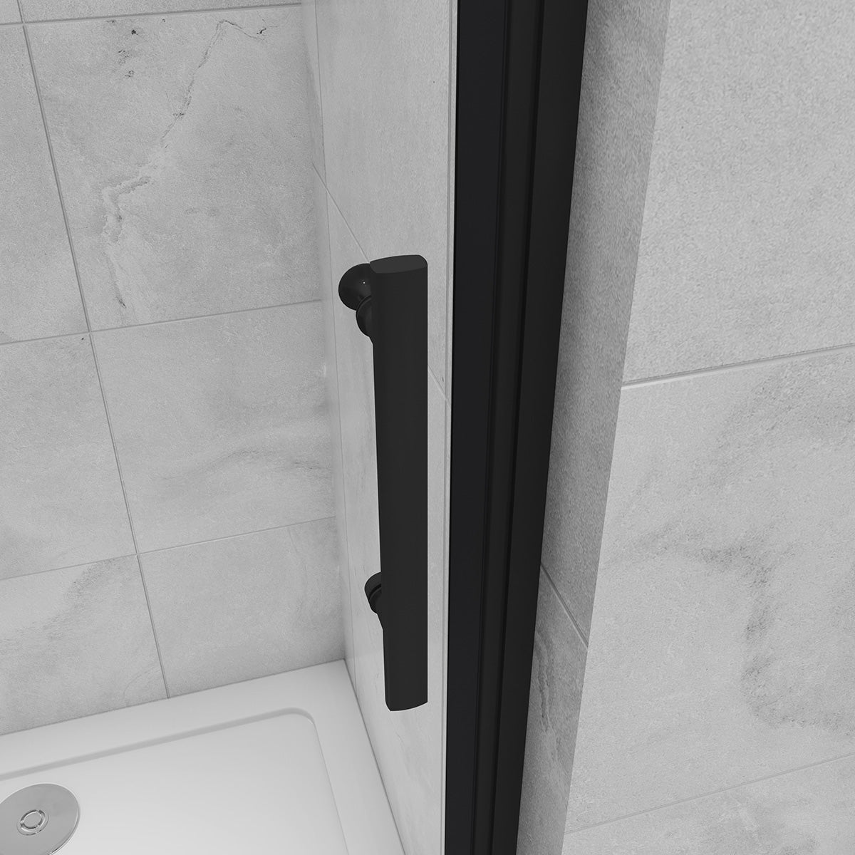 Nischentür Dusche Duschabtrennung 76 cm Höhe 195cm Faltbar+Drehbar schwarz
