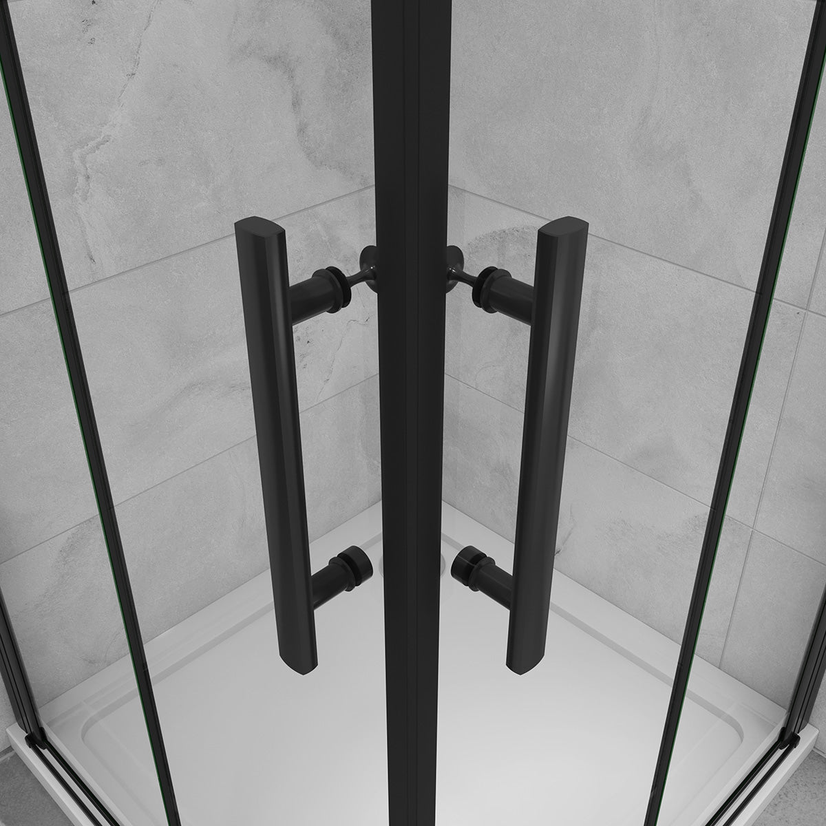 Eckeinstieg Duschkabine 90x90 cm Höhe 195cm Faltbar+Drehbar schwarz Dusche Duschabtrennung