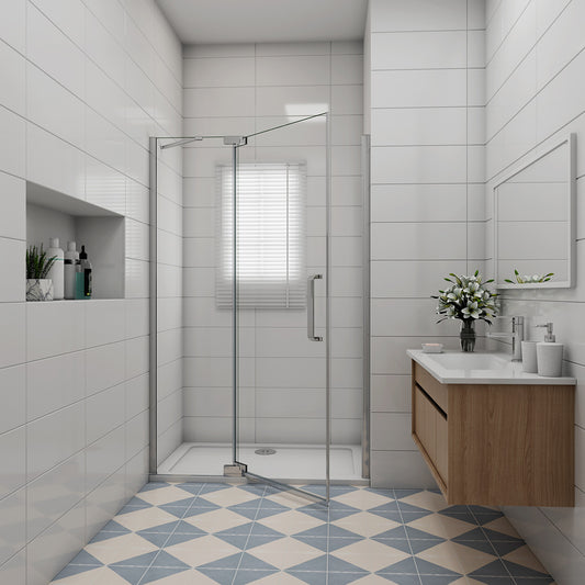 Nischentür 90 cm Höhe 195 cm Dusche Duschabtrennung 8mm NANO Glas Drehtür