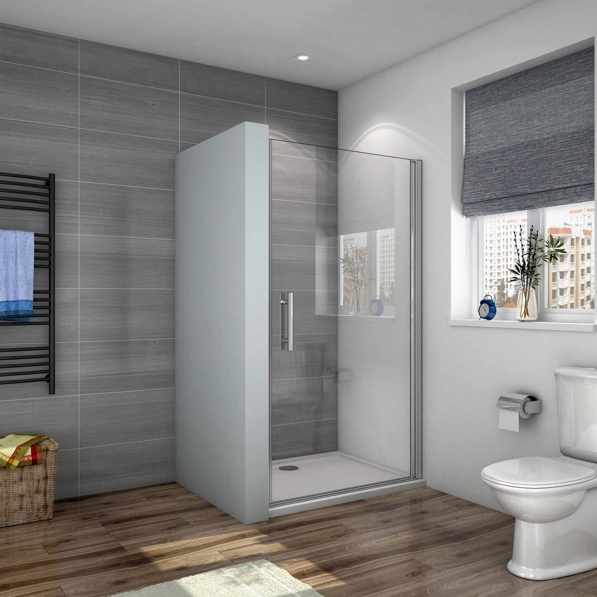Duschtür Nischentür Schwingtür Klarglas Duschabtrennung Dusche 6mm Nano Glas - L.70 x H.185 cm / mit Seitenwand L.70 cm