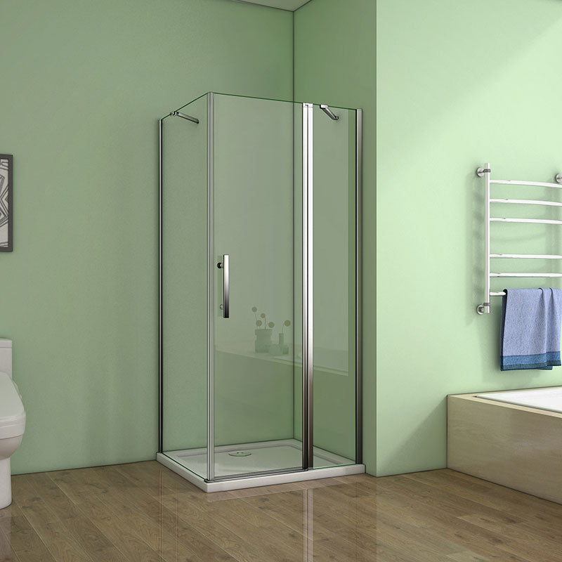 Duschkabine Duschabtrennung Dusche Schwingtür Duschwand 6mm NANO Glas - L.120 x H.195 cm / Eckeinstieg + L.120 cm