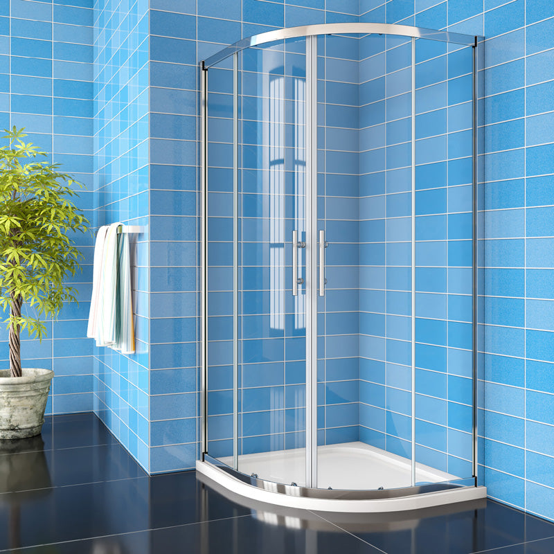 Duschkabine Viertelkreis Duschabtrennung Glas Runddusche Schiebetür H.185 cm - 90x90 cm