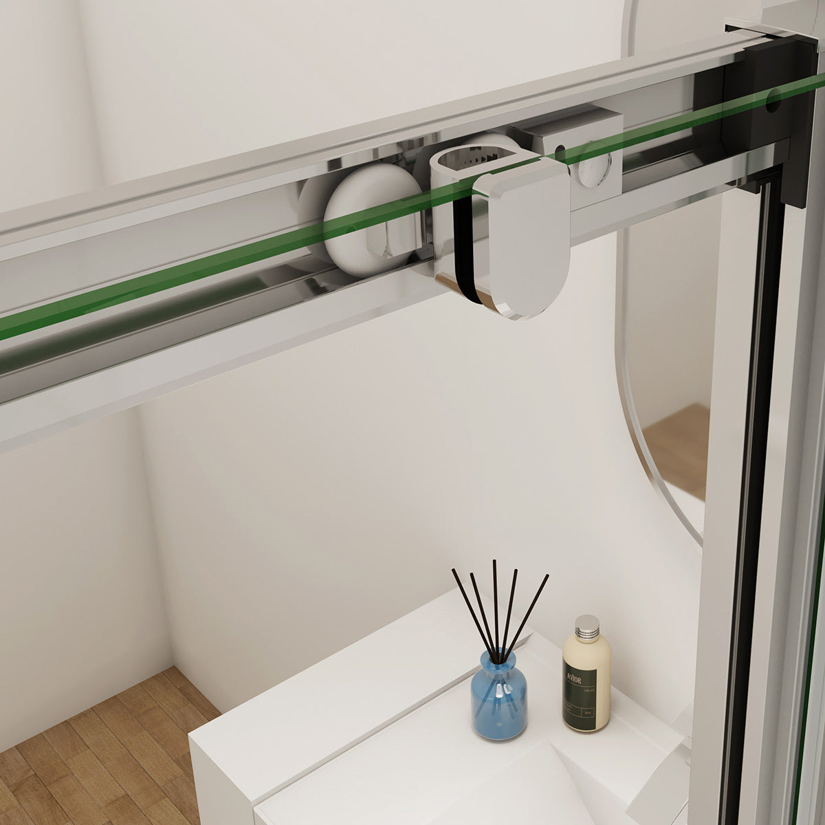 U-Form Duschkabine Dusche 140x70 cm Höhe 190 cm Schiebetür Seitenwand Duschabtrennung