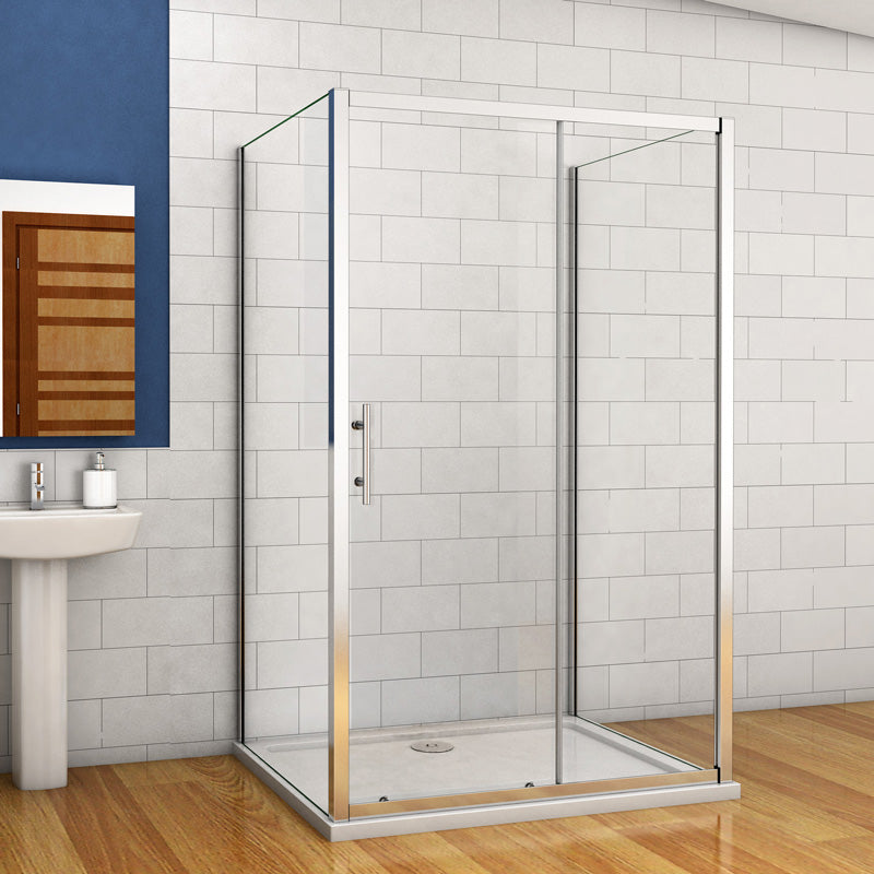 Duschabtrennung Schiebetür dusche Duschwand Duschkabine H.190cm - L.140 cm / mit 2xSeitenwand L.90 cm