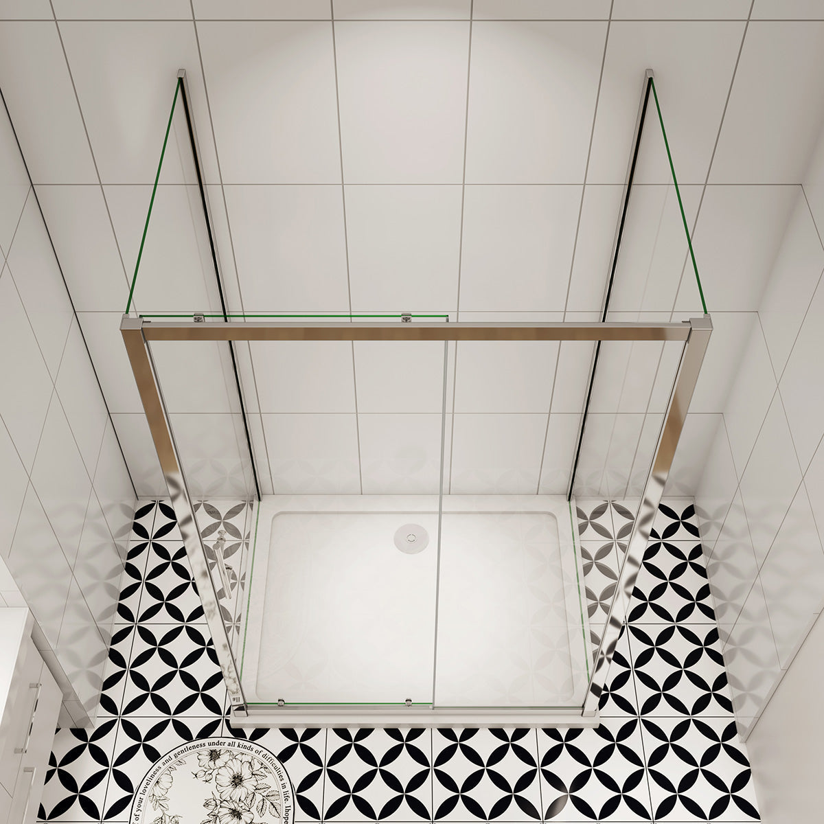 Duschabtrennung U-Form 120x76 cm Höhe 190 cm Schiebetür Seitenwand Dusche Duschkabine