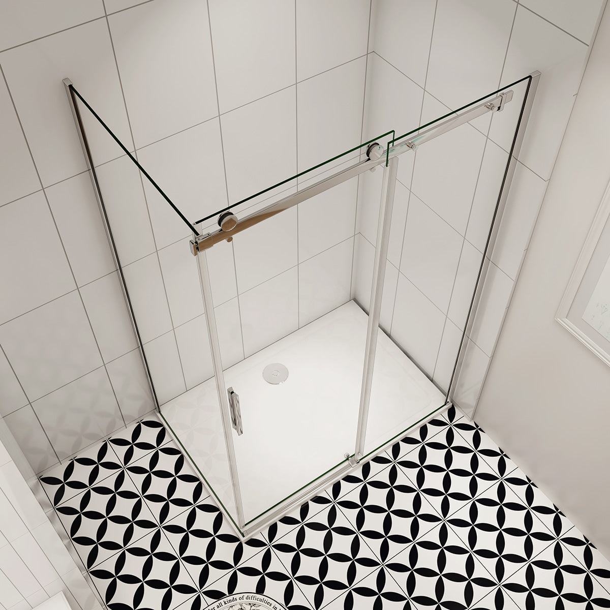 Duschtür+Seitenwand Dusche Duschabtrennung 110x90 cm Glasstärke 6mm Schiebetür Duschkabine