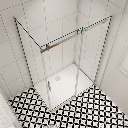Duschabtrennung Duschkabine Duschtür+Seitenwand Schiebetür Dusche 120x90 cm Glasstärke 6mm