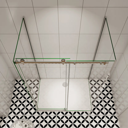 U-Form 140x90 cm Glasstärke 6mm Schiebetür Seitenwand Dusche Duschabtrennung Duschkabine