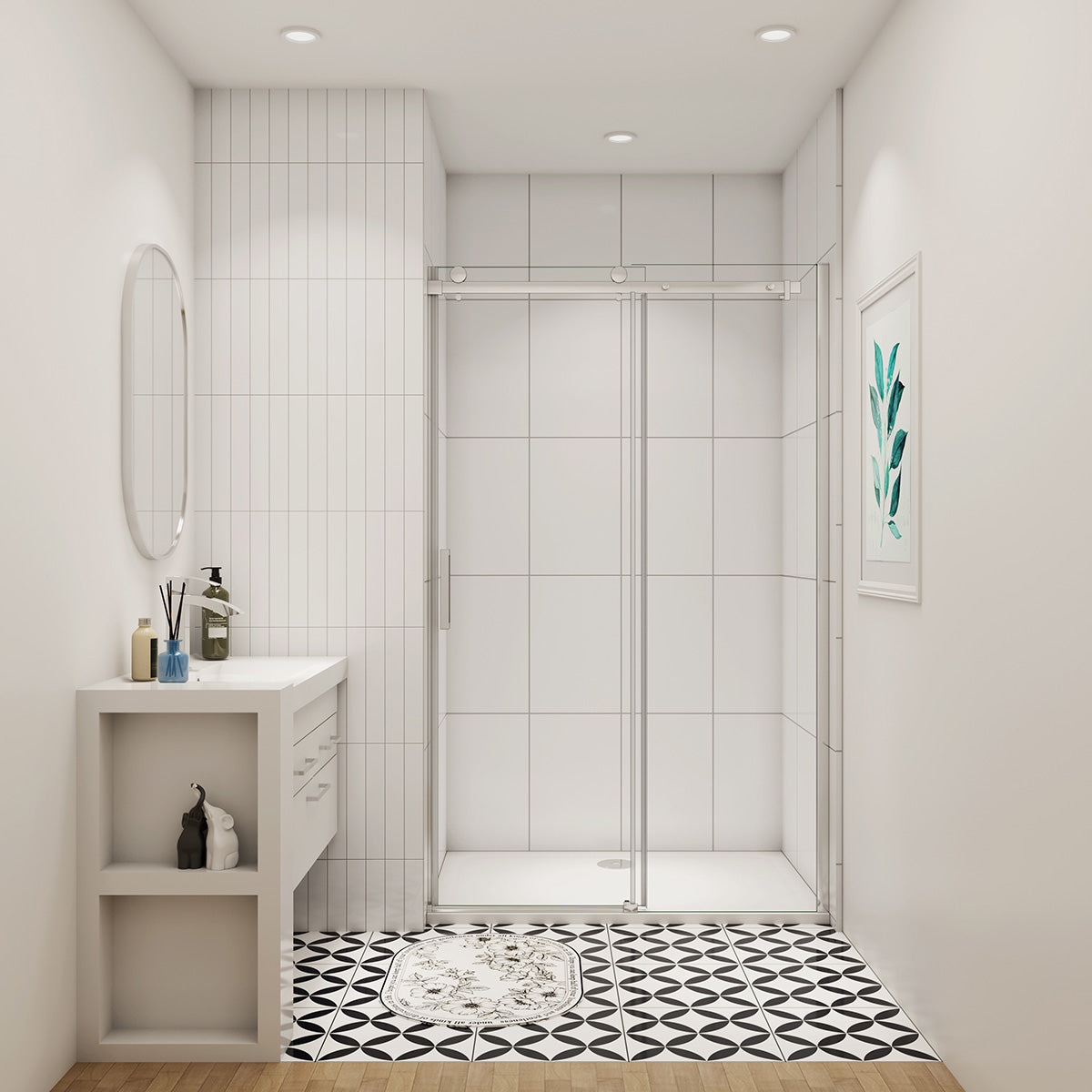Nischentür Dusche 125 cm Glasstärke 8mm Schiebetür Duschabtrennung