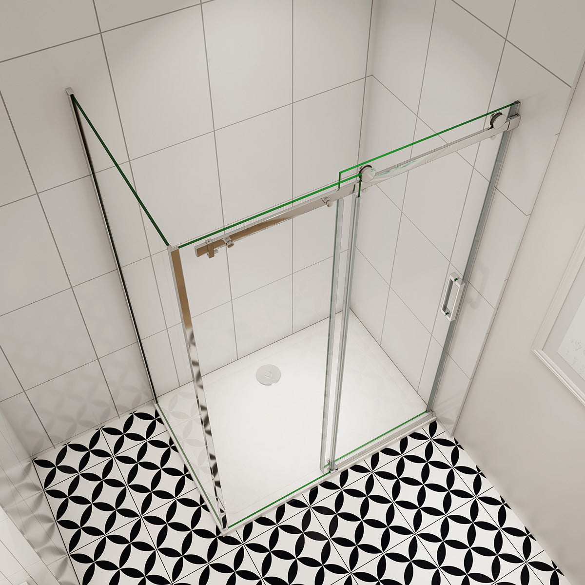 Duschtür+Seitenwand Schiebetür Duschkabine Dusche Duschabtrennung 120x70 cm Glasstärke 8mm