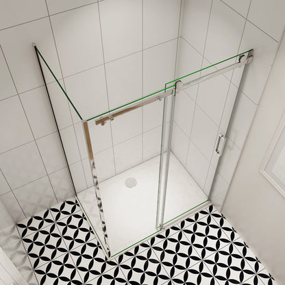 Duschabtrennung Duschkabine Duschtür+Seitenwand Schiebetür Dusche 125x100 cm Glasstärke 8mm