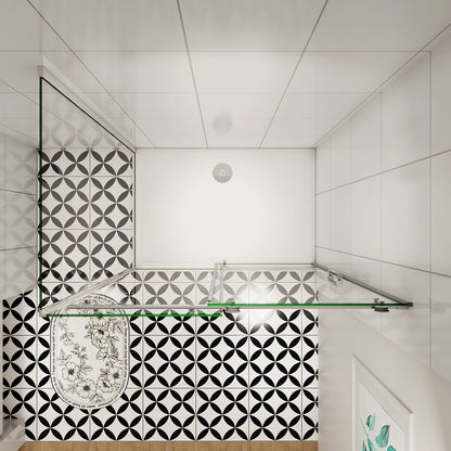 Duschtür+Seitenwand Duschkabine 135x100 cm Glasstärke 8mm Schiebetür Dusche Duschabtrennung