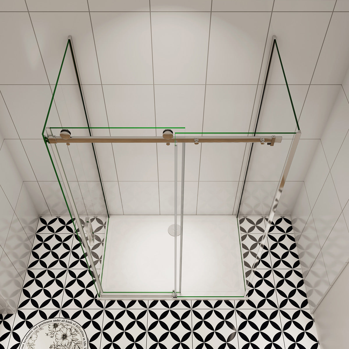 U-Form Dusche Duschabtrennung 105x90 cm Glasstärke 8mm Schiebetür Seitenwand Duschkabine