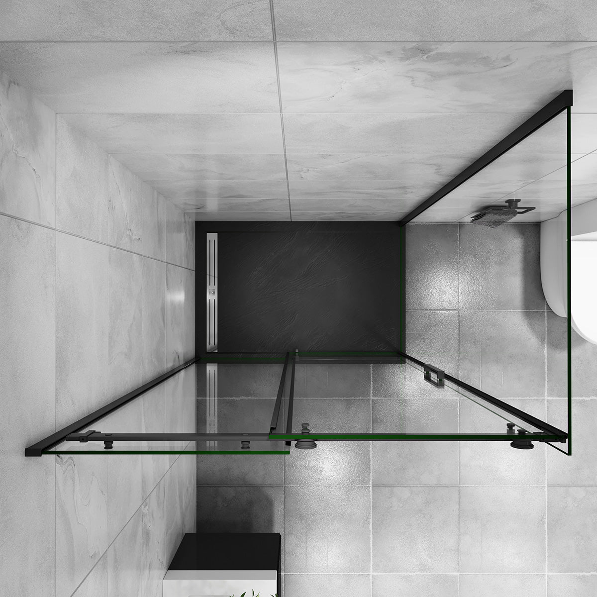 Duschtür+Seitenwand Dusche Duschabtrennung 100x80 cm Höhe 200cm Schiebetür Duschkabine