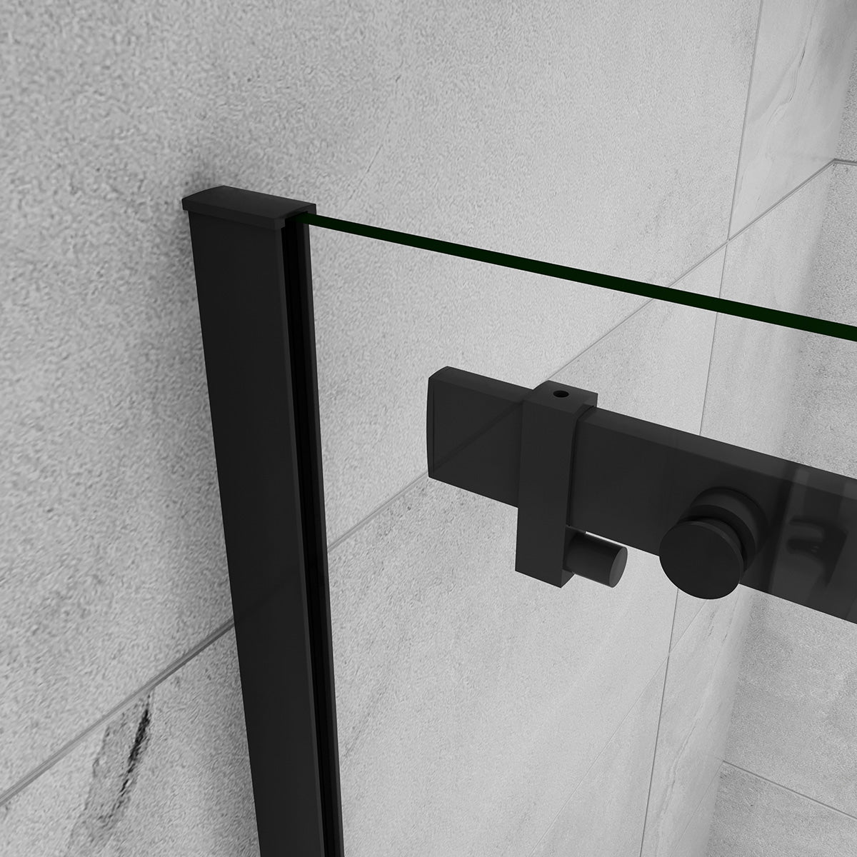 Nischentür Dusche Duschabtrennung 8mm NANO Glas schwarz 100 cm Höhe 200cm Schiebetür
