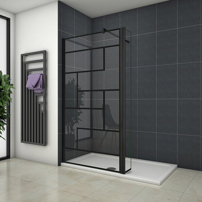 Duschabtrennung Walk In Nano 8mm Echtglas Duschtrennwand Seitenwand Dusche H.200cm Schwarz - 140 cm / 140 cm / Mit 40cm drehbare Seitenwand