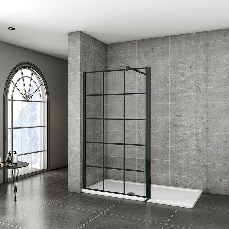 Walk In Dusche Duschwand Duschwände Duschabtrennung Schwarz 8mm NANO Glas H.200 cm - 80 cm / 90 cm / Mit 30cm drehbare Seitenwand